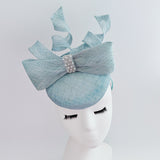 Aquamarine blue crystal bow fascinator hat Aquamarine blue crystal bow fascinator hat