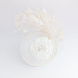 Cream flower feather disc saucer fascinator hat Cream flower feather disc saucer fascinator hat