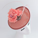 Terracotta dusty pink flower disc saucer fascinator hat Terracotta dusty pink flower disc saucer fascinator hat