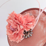 Terracotta dusty pink flower disc saucer fascinator hat Terracotta dusty pink flower disc saucer fascinator hat