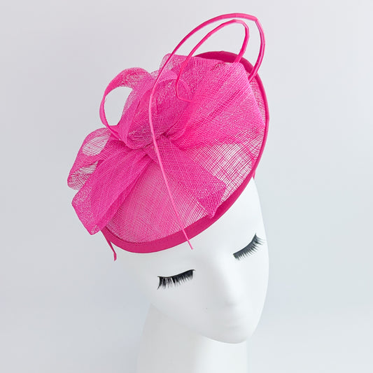 Hot pink disc saucer fascinator hat