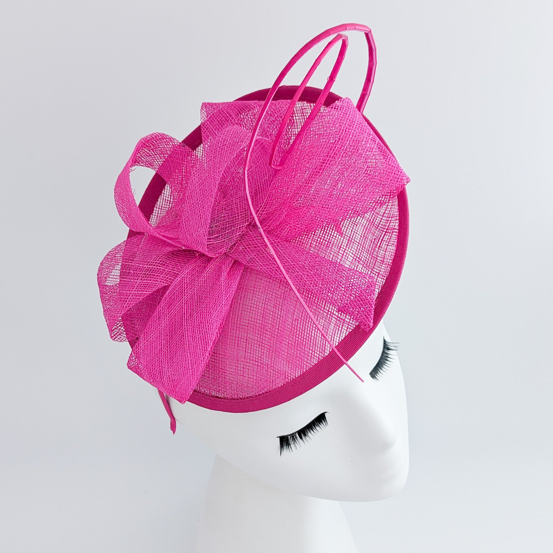Hot pink disc saucer fascinator hat Hot pink disc saucer fascinator hat