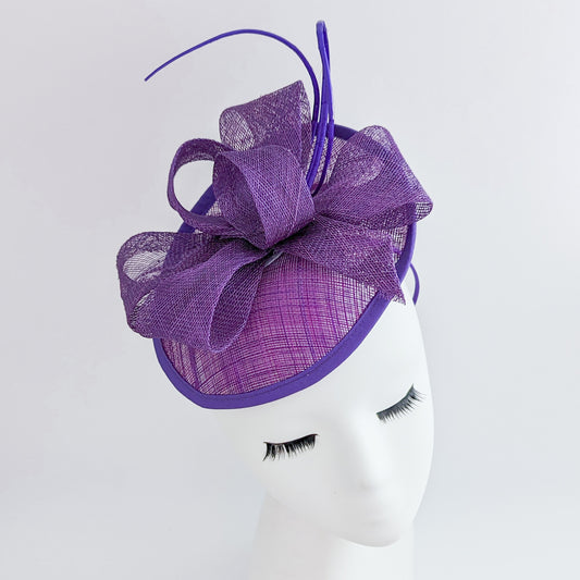 Royal purple disc saucer fascinator hat