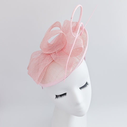 Light pink disc saucer fascinator hat
