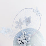 Aquamarine blue flower fascinator hat