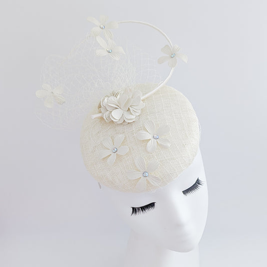 Cream flower fascinator hat