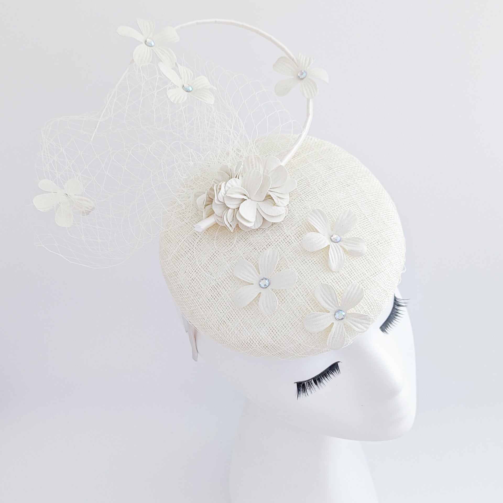 Cream flower fascinator hat