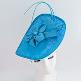 Sea blue large teardrop flower feather fascinator hat Sea blue large teardrop flower feather fascinator hat