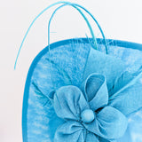 Sea blue large teardrop flower feather fascinator hat