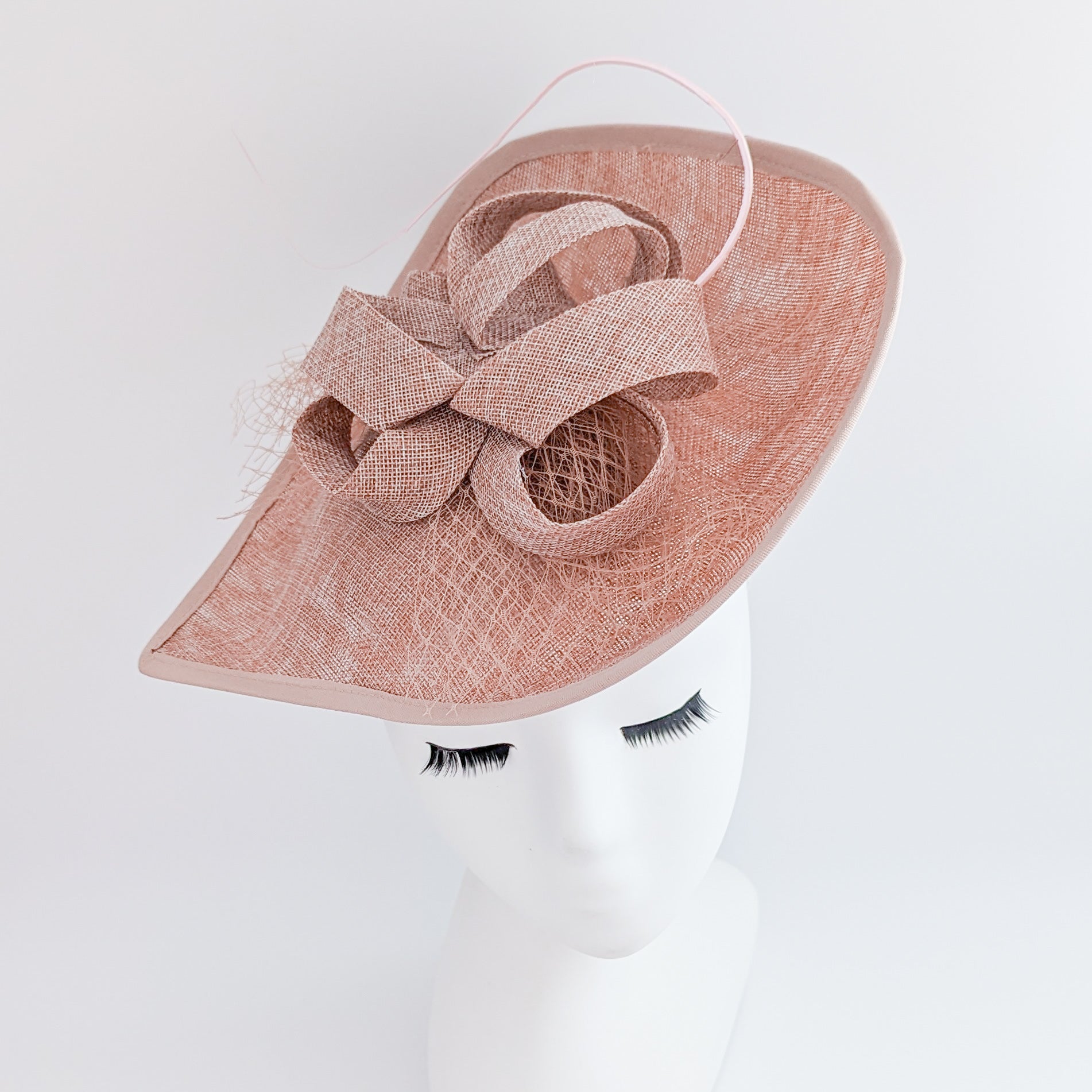 Blush pink large teardrop flower feather fascinator hat Blush pink large teardrop flower feather fascinator hat