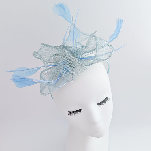 Aquamarine blue feather fascinator hat