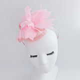 Light candy pink feather fascinator hat