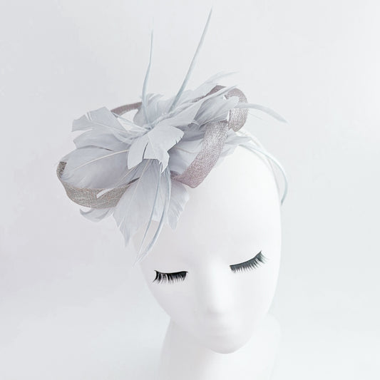 Grey feather fascinator hat