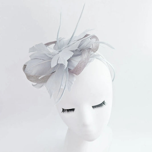 Grey feather fascinator hat House of Hats