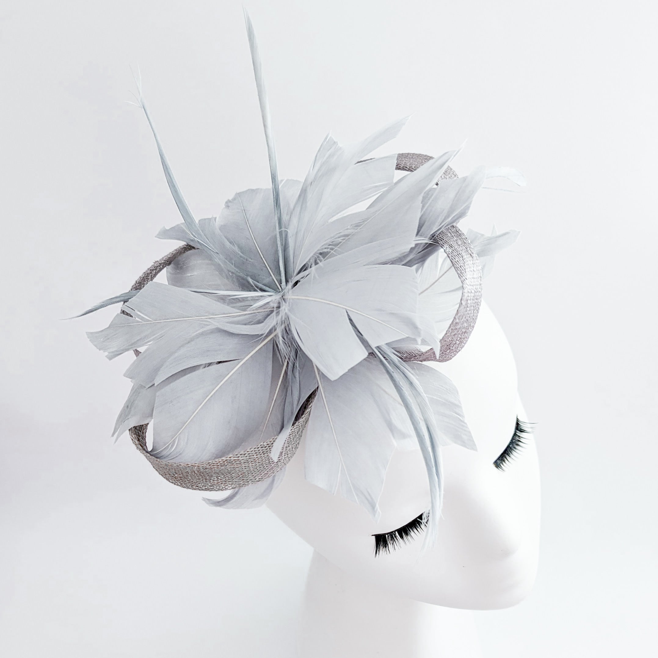 Grey feather fascinator hat
