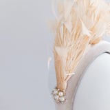 Champagne peach feather padded velvet headband fascinator Champagne peach feather padded velvet headband fascinator
