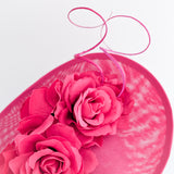 Fuchsia pink large teardrop rose flower fascinator hat Fuchsia pink large teardrop rose flower fascinator hat