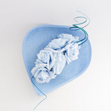 Light cornflower blue large teardrop rose flower fascinator hat Light cornflower blue large teardrop rose flower fascinator hat