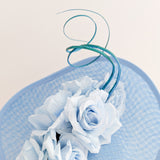 Light cornflower blue large teardrop rose flower fascinator hat Light cornflower blue large teardrop rose flower fascinator hat