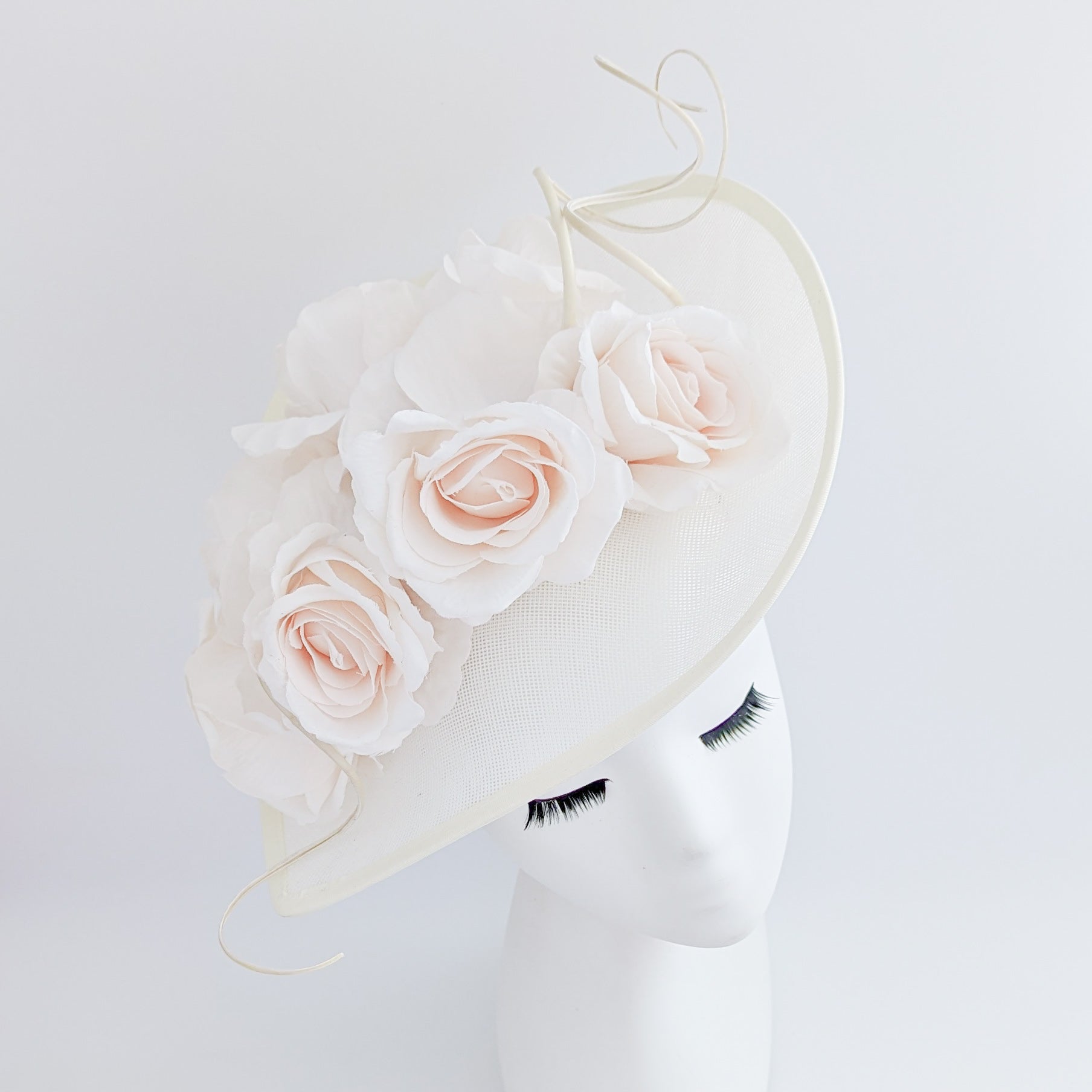 Cream large teardrop rose flower fascinator hat Cream large teardrop rose flower fascinator hat