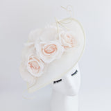Cream large teardrop rose flower fascinator hat Cream large teardrop rose flower fascinator hat