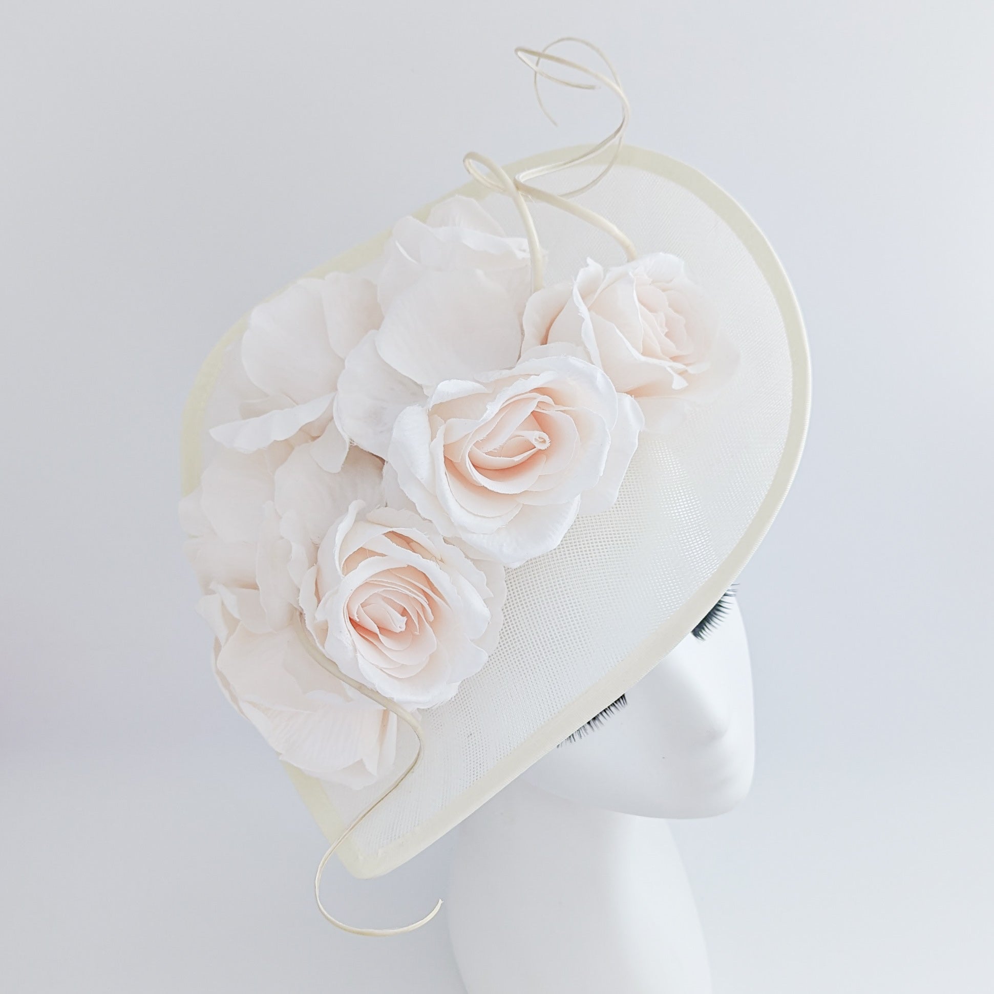 Cream large teardrop rose flower fascinator hat Cream large teardrop rose flower fascinator hat