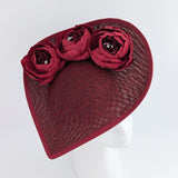 Burgundy large teardrop peony flower fascinator hat Burgundy large teardrop peony flower fascinator hat