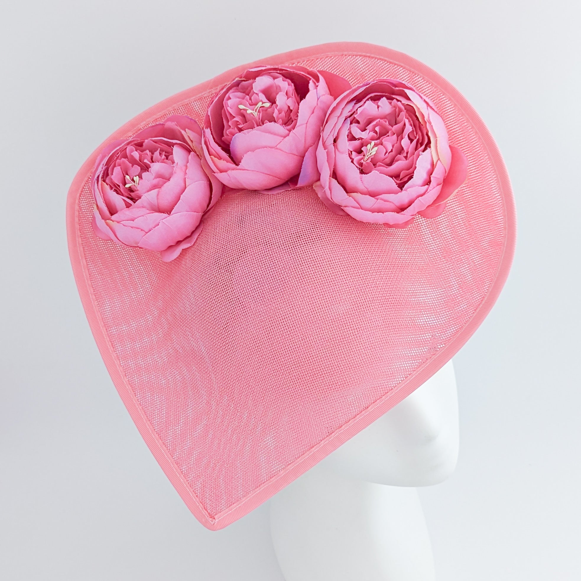 Pink large teardrop peony flower fascinator hat Pink large teardrop peony flower fascinator hat
