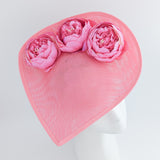 Pink large teardrop peony flower fascinator hat Pink large teardrop peony flower fascinator hat