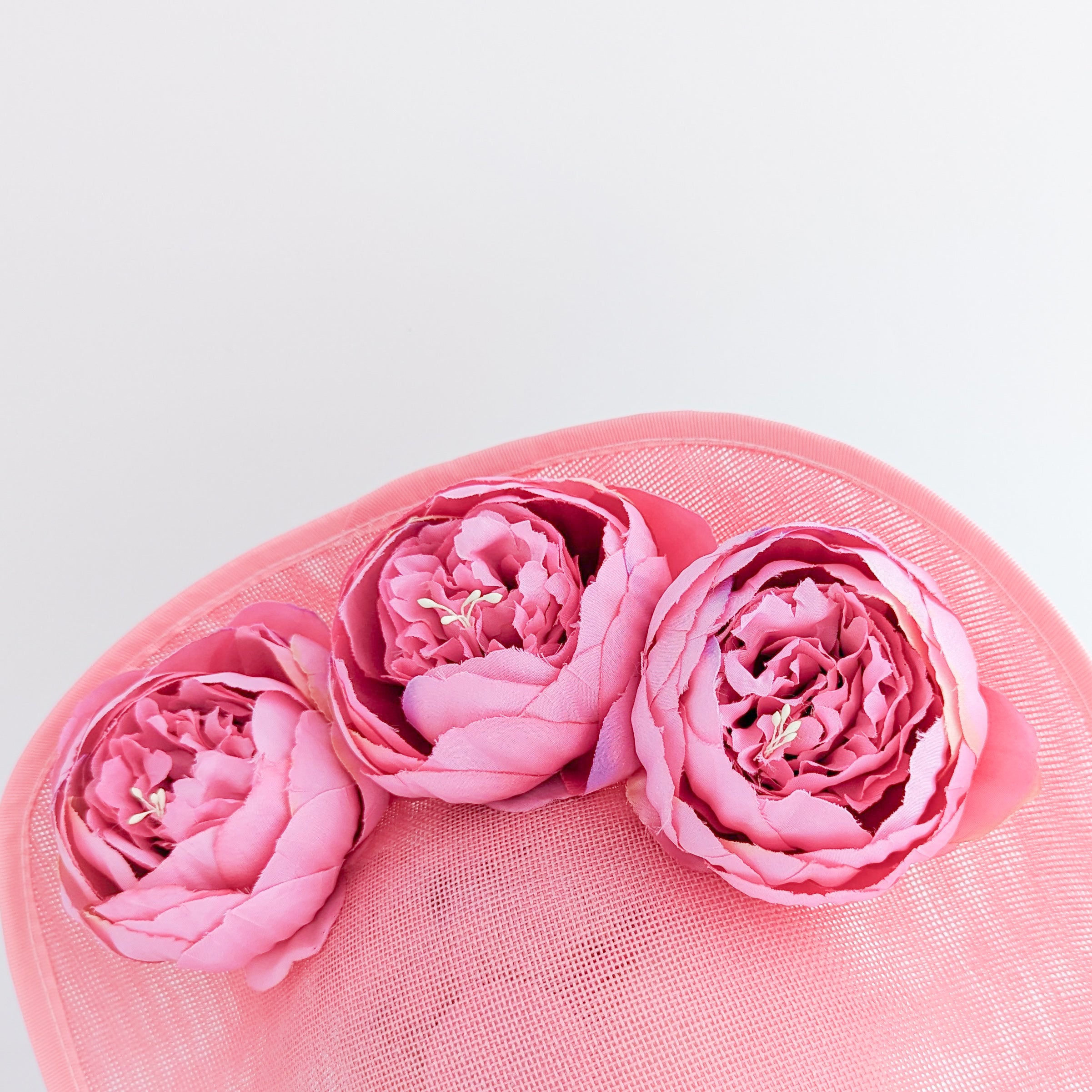 Pink large teardrop peony flower fascinator hat Pink large teardrop peony flower fascinator hat
