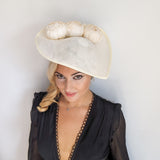 Cream large teardrop peony flower fascinator hat Cream large teardrop peony flower fascinator hat