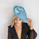 Aqua sky blue large teardrop peony flower fascinator hat Aqua sky blue large teardrop peony flower fascinator hat