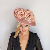 Blush pink large teardrop rose flower fascinator hat Blush pink large teardrop rose flower fascinator hat
