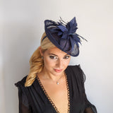 Navy blue feather disc saucer fascinator hat Navy blue feather disc saucer fascinator hat