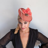 Terracotta dusty pink flower disc saucer fascinator hat Terracotta dusty pink flower disc saucer fascinator hat