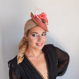 Terracotta dusty pink flower disc saucer fascinator hat Terracotta dusty pink flower disc saucer fascinator hat