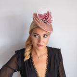 Blush pink flower crystal disc saucer fascinator hat Blush pink flower crystal disc saucer fascinator hat