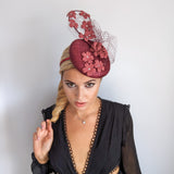 Burgundy flower fascinator hat Burgundy flower fascinator hat