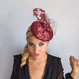 Burgundy flower fascinator hat Burgundy flower fascinator hat
