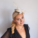 Gold glitter feather fascinator hat Gold glitter feather fascinator hat