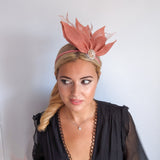 Terracotta dusty pink feather petal fan fascinator hat Terracotta dusty pink feather petal fan fascinator hat