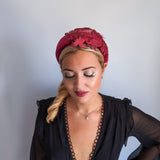 Cappello fascinator di piume di cristallo blu fiordaliso Cappello fascinator di piume di cristallo blu fiordaliso