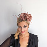 Rose gold shimmer rose flower fascinator hat Rose gold shimmer rose flower fascinator hat