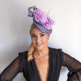 Lavender lilac purple flower fascinator disc saucer hat Lavender lilac purple flower fascinator disc saucer hat