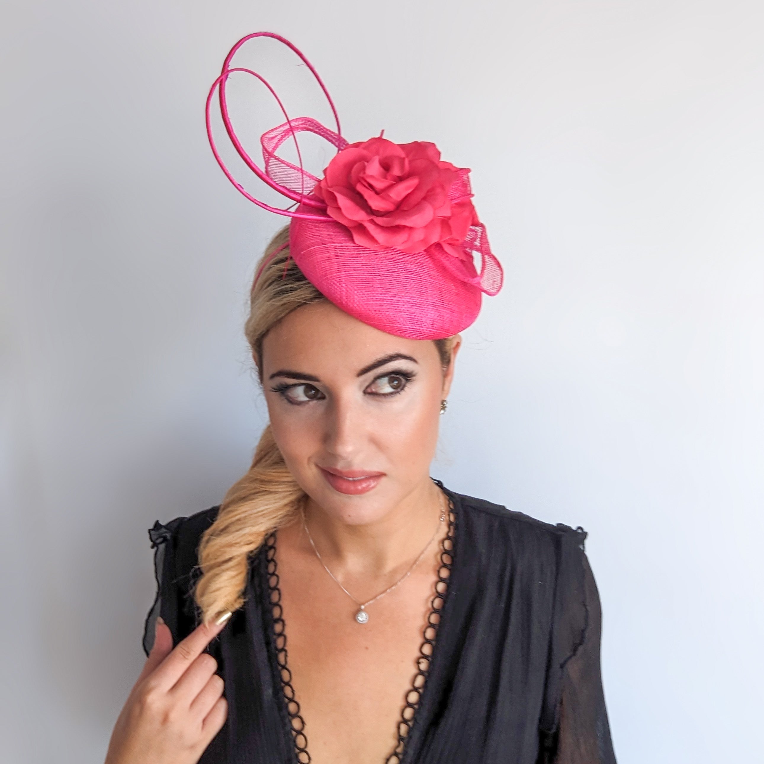 Hot pink flower fascinator hat Hot pink flower fascinator hat