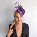Aubergine royal purple flower fascinator hat Aubergine royal purple flower fascinator hat