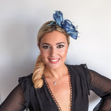 Cornflower blue crystal feather fascinator hat Cornflower blue crystal feather fascinator hat