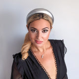 Silver metallic padded headband fascinator Silver metallic padded headband fascinator