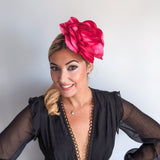 Large fuchsia pink rose fascinator hat Large fuchsia pink rose fascinator hat