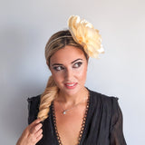 Large cream satin rose fascinator hat Large cream satin rose fascinator hat
